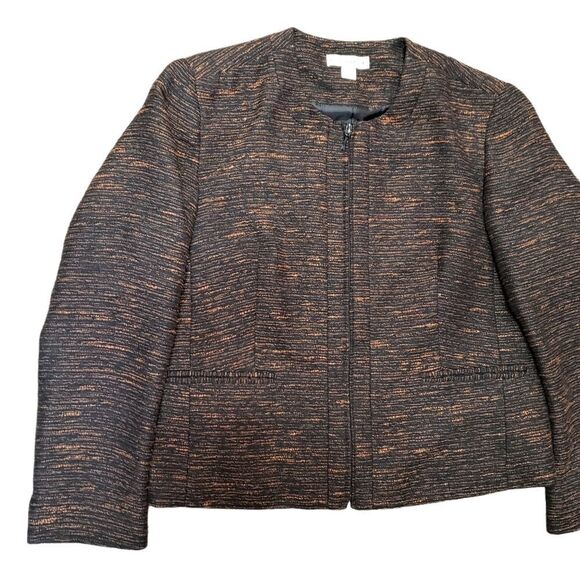 Coldwater Creek Brown Textured Zip Up Jacket Sz PL (14-16) - Picture 3 of 15